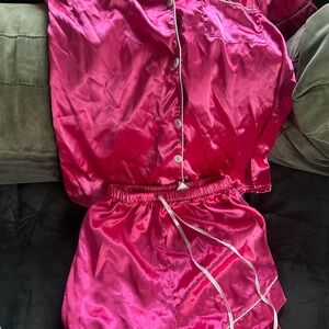 Pink Satin Pajama Set